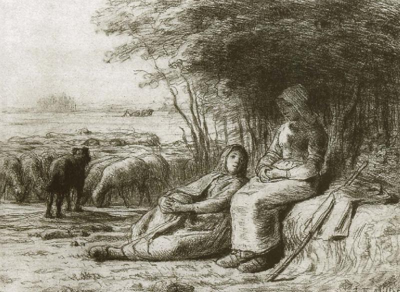 Jean Francois Millet Two shepherden